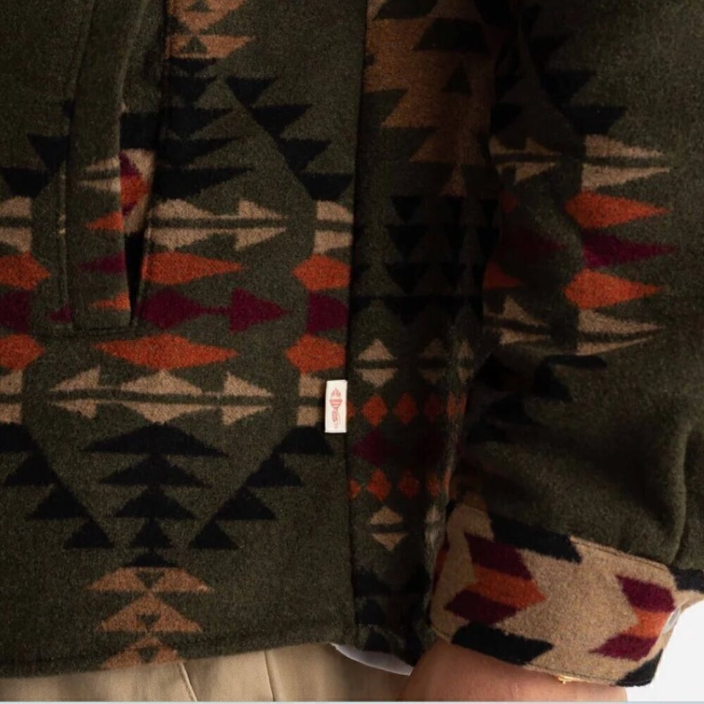 REVOLUTION Fleece Jacket Shirt Zip Navajo-Inspired Dark Green Size M - Picture 3 of 16